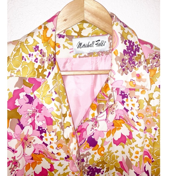 VTG Y2K MARSHALL FIELD’S Floral Trench Coat SZ; Large - Picture 4 of 14